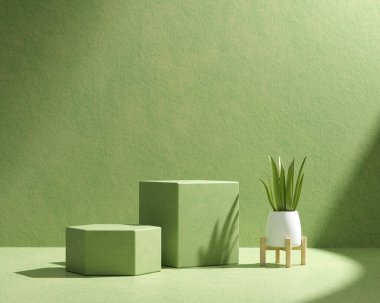 Bitkisel ürün sunum arkaplanlı 3B platform oluşturma podyumu