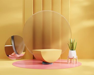 Bitkisel ürün sunum arkaplanlı 3B platform oluşturma podyumu