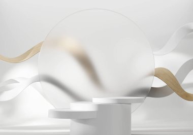 3D işleme ahşap soyut platform podyum ürün sunum arkaplanı