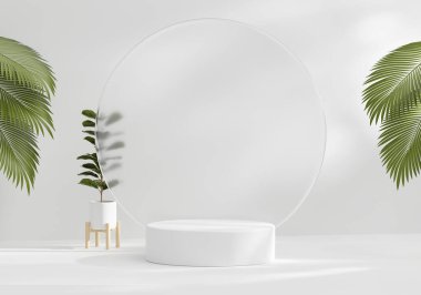 Özet Minimum Modern Platform Podyumu Bitki Ürünleri Sunumu ve Gösteri Arkaplanı 3D Hazırlama