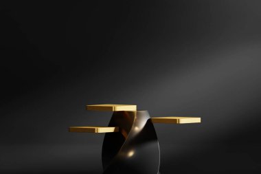 3D soyut altın platform podyum ürün sunumu arkaplanı