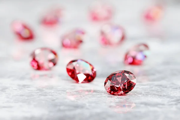 Ruby Gem Diamond Csoport Helyezett Fényes Háttér Renderelés — Stock Fotó