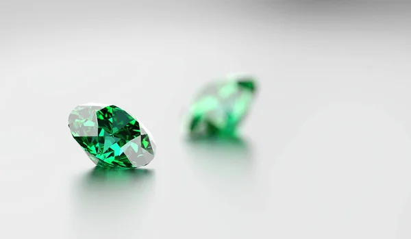 Zöld Gyémánt Elhelyezett Fényes Háttér Soft Focus Renderelés Illusztráció — Stock Fotó