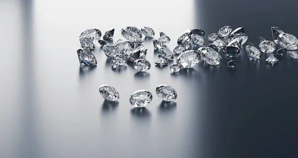 Diamonds Csoport Fényes Háttér Renderelés — Stock Fotó
