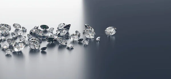 Gyémántcsoport Elhelyezett Fényes Háttér Renderelés — Stock Fotó