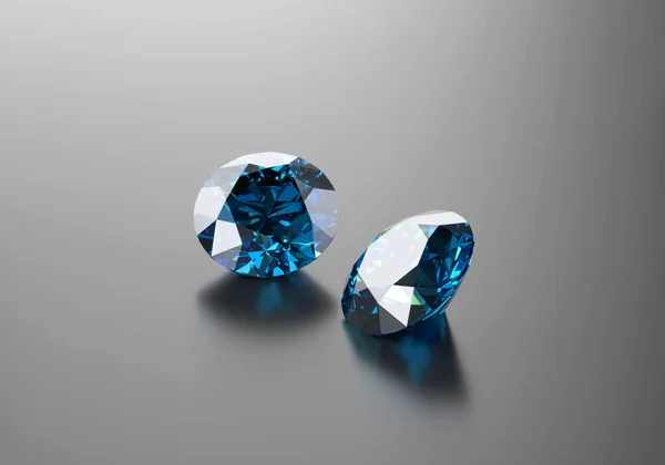 Μπλε Διαμάντια Ζαφείρι Gem Τοποθετείται Αντανάκλαση Φόντο Απόδοση — Φωτογραφία Αρχείου