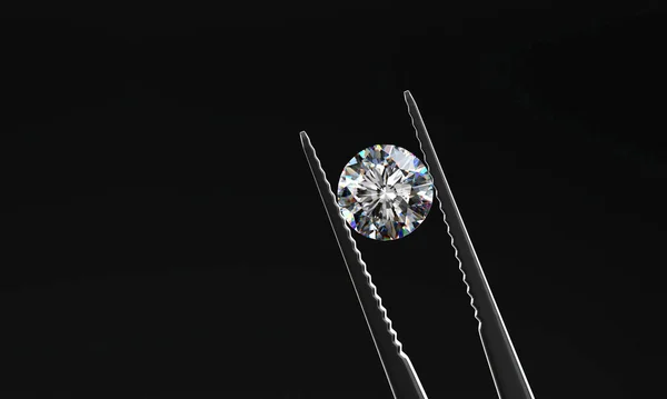Gyémánt Csipesz Elszigetelt Fekete Háttér Renderelés — Stock Fotó