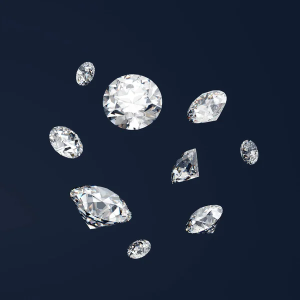Kerek Gyémánt Elszigetelt Deep Blue Háttér Renderelés — Stock Fotó