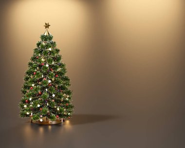 Fotokopi arkaplanı 3d olan Noel ağacı