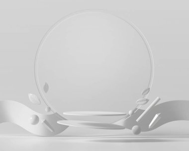 Ürün Gösterimi için Soyut Beyaz Podyum Platformu 3B Hazırlama