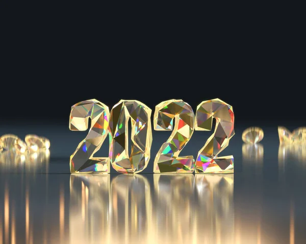 2022 typography crystal decoration 3d rendering background