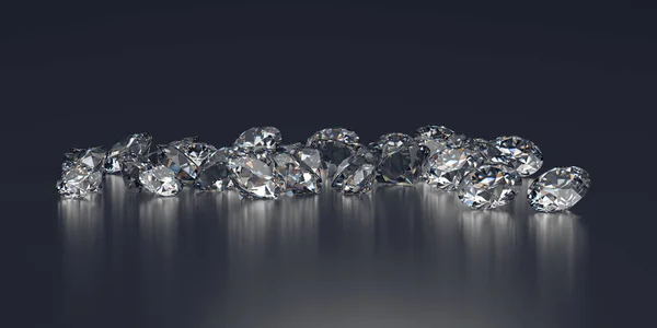 Grupo Diamante Colocado Black Background Renderização — Fotografia de Stock