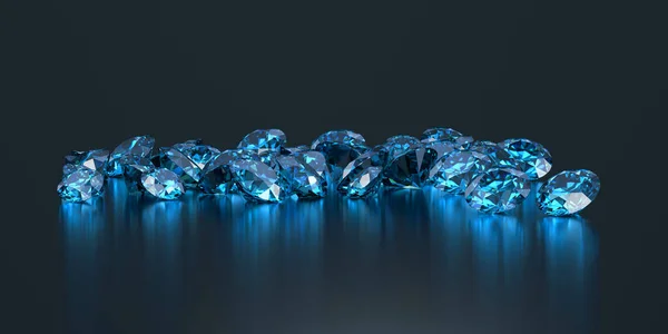 Grupo Zafiro Diamante Azul Colocado Sobre Fondo Brillante Renderizado — Foto de Stock