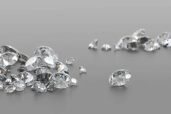 Diamond Group Elhelyezett Fekete Háttér Puha Fókusz Renderelés — Stock Fotó
