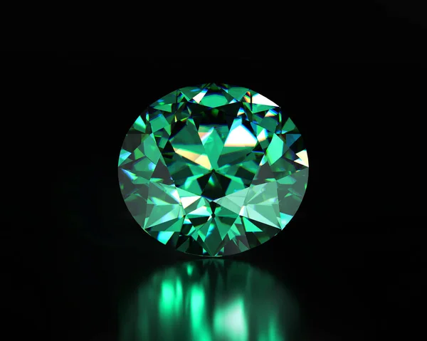 Green Emerald Diamond Elhelyezett Sötét Háttér Illusztráció — Stock Fotó