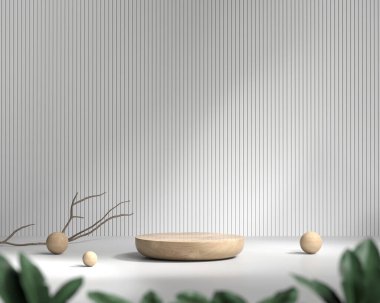 Bitkisel ürün sunum arkaplanlı 3B platform oluşturma podyumu