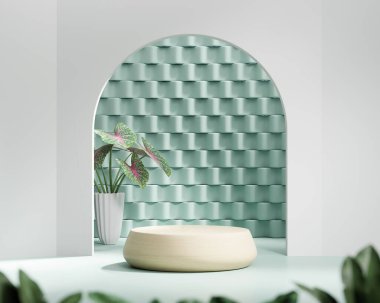 Bitkisel ürün sunum arkaplanlı 3B platform oluşturma podyumu