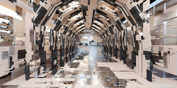 Futuristisk Sci Korridorrom Moderne Moderne Bakgrunnsstil Interiørkonsept Smelting – stockfoto