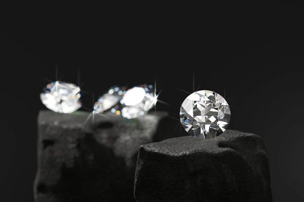 Група Алмазів Розміщена Грубому Фоні Відтворення — стокове фото