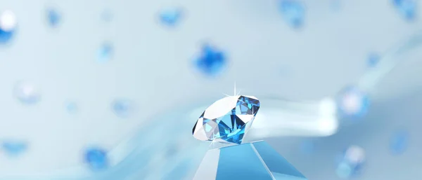 Група Синіх Діамантів Сапфір Розміщений Глянцевому Фоні Основний Єкт Фокус — стокове фото