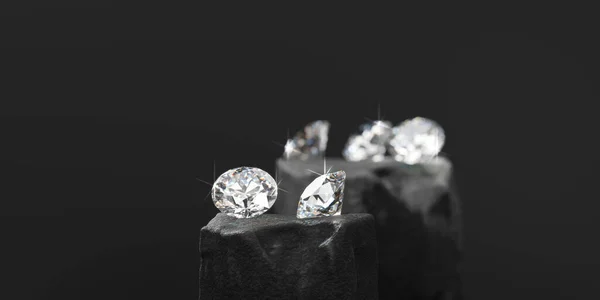 Група Круглих Діамантів Розміщена Глянсовому Фоні Візуалізації Якого Фокусу — стокове фото