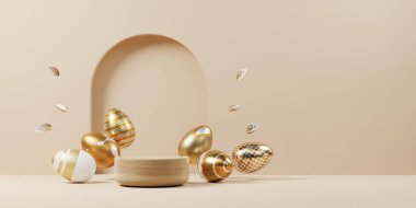 Abstract Easter Day Podium Platform For Product Display Showcase 3D Rendering