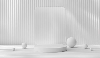 Soyut Minimal Modern Beyaz Podyum Platformu Ürün Gösterimi 3B Hazırlama