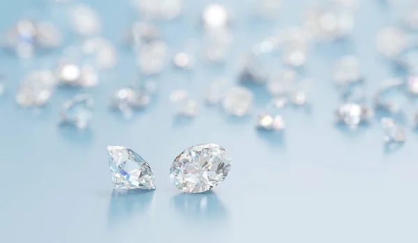 Diamonds Group Placed Glossy Background Rendering Soft Focus — Stockfoto