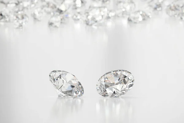 Diamonds Group Placed Glossy Background Rendering Soft Focus — Stock fotografie