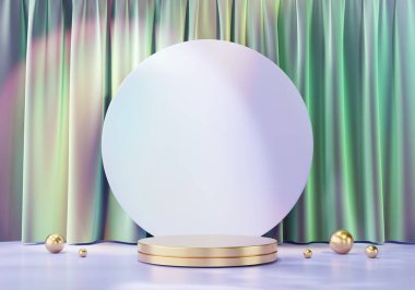 Kristal yakıcı ışık ürün sunumlu 3D makyaj platformu sunumu