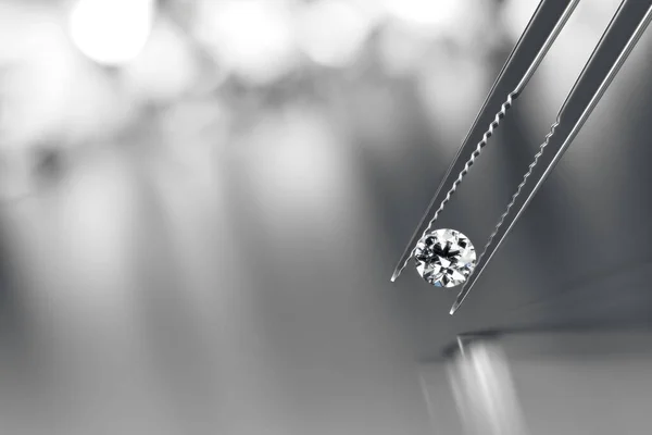 Genialny Kryształ Diament Pęseta Czarnym Tle Obiektów Miękkie Fokusowanie Renderowania — Zdjęcie stockowe