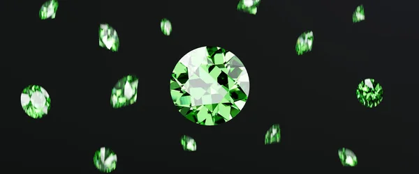 Emerald Gem Kristal Diamant Groep Vallen Achtergrond Zachte Focus Bokeh — Stockfoto