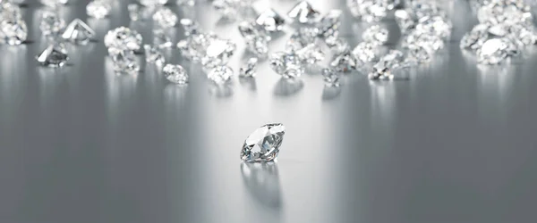 Diamond Group Placeras Svart Bakgrund Med Mjuk Fokus Rendering — Stockfoto