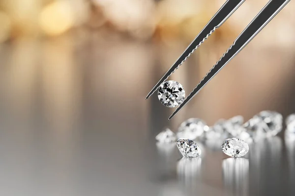 Briljante Kristallen Diamant Pincet Een Zwarte Achtergrond Met Objecten Zachte — Stockfoto