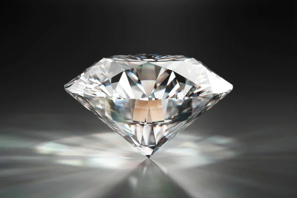 Diamant Facette Brillant Placé Sur Fond Brillant Rendu — Photo