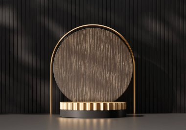 3D soyut lüks altın platform podyum ürün sunumu arkaplanı