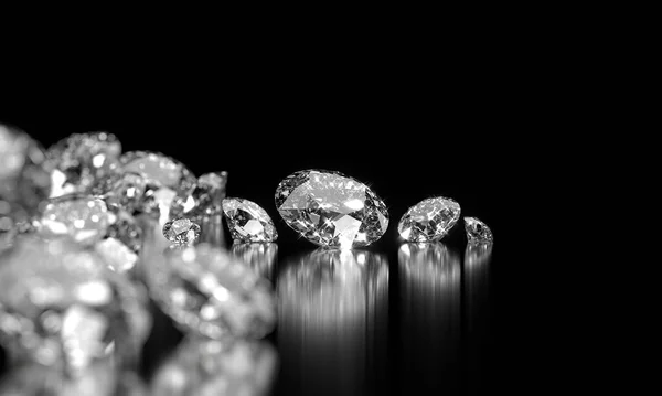 Diamonds Group Placed Glossy Background Rendering Soft Focus — ストック写真