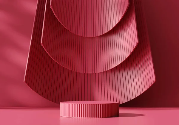 3Dレンダリング抽象的な赤いプラットフォームの表彰台製品のプレゼンテーションの背景 — ストック写真