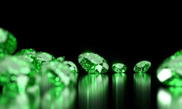 Green Emerald Diamond Group Glanzende Achtergrond Soft Focus Illustratie — Stockfoto