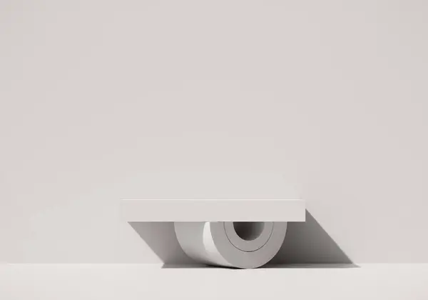 Abstract Minimal Modern White Podium Platform Product Display Showcase Rendering — Stock Photo, Image