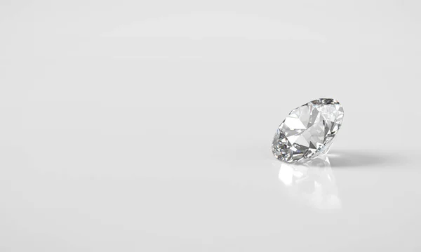 Diamant Facette Brillant Placé Sur Fond Blanc — Photo