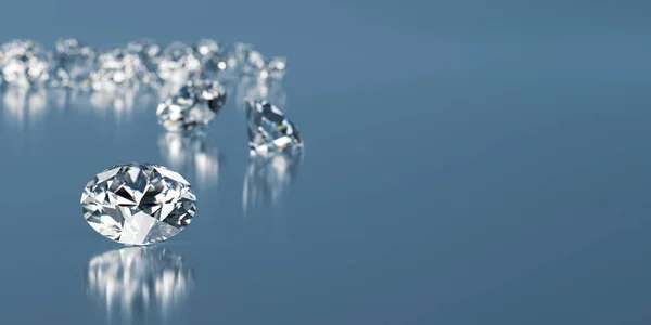 Diamonds Group Placed Glossy Background Rendering Soft Focus — Fotografia de Stock