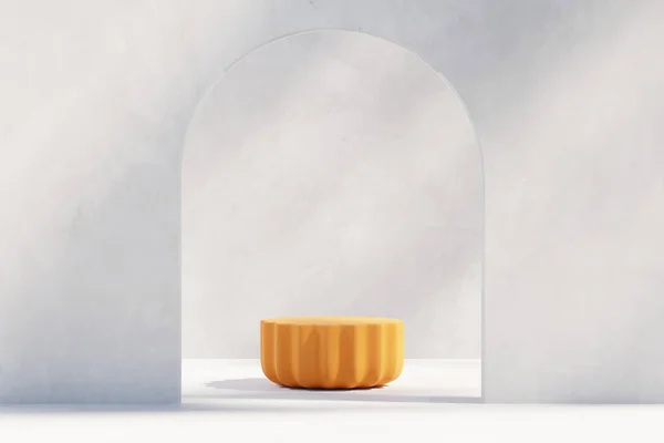 Abstrakt Minimal Modern Orange Podium Platform Product Display Showcase Rendering — Stock fotografie