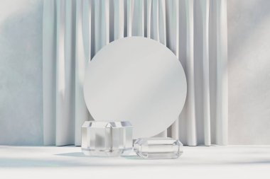 Soyut Beyaz Asgari Modern Podyum Platformu Ürün Gösterimi Sunumu 3D Sunum