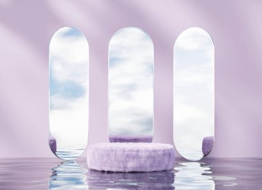 Soyut Egzotik Minimum Modern Podyum Platformu Ürün Gösterimi Sunumu Dekorasyonlu 3D Sunum