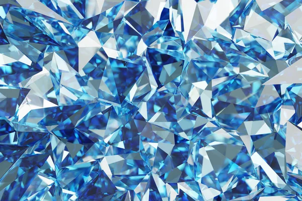 Abstrakt Blå Diamond Textur Crystal Närbild Bakgrund Rendering — Stockfoto