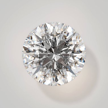 Beyaz arkaplanda Caustic izole edilmiş Diamond Top görünümü, 3d illüstrasyon.