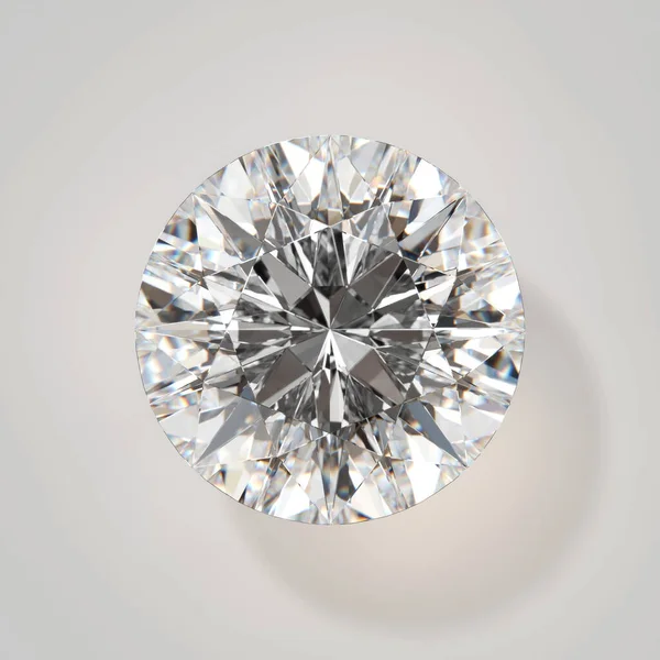 Diamond Top View Met Caustic Geïsoleerd Witte Achtergrond Illustratie — Stockfoto
