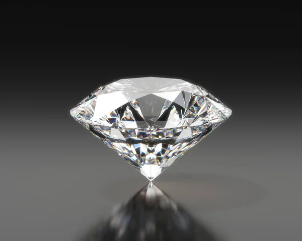 光沢のある背景3Dレンダリングに配置された光沢のあるファセットダイヤモンド — ストック写真