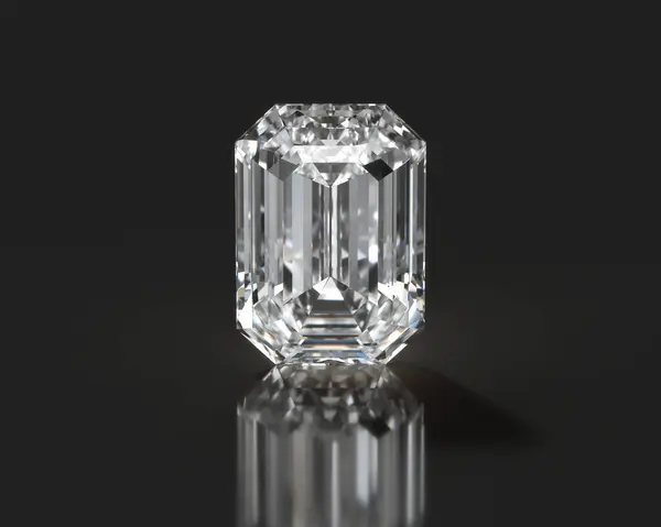 Emerald Shape Diamanten Geplaatst Glanzende Achtergrond Rendering — Stockfoto